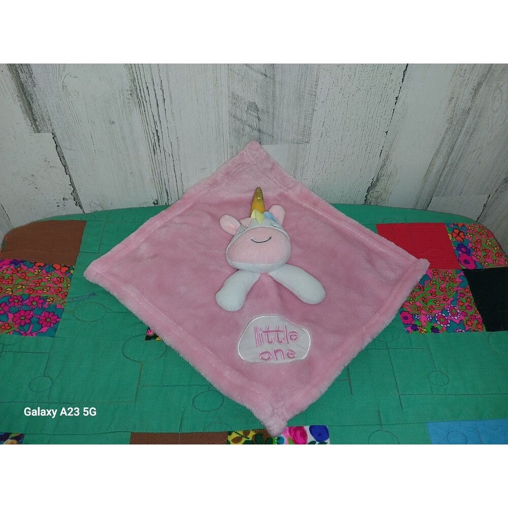 Lovey Baby Security Blanket "Little One" Pink Plush Unicorn 12x12x12 Soft